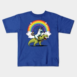 Unicorn Riding T-Rex 1 Kids T-Shirt